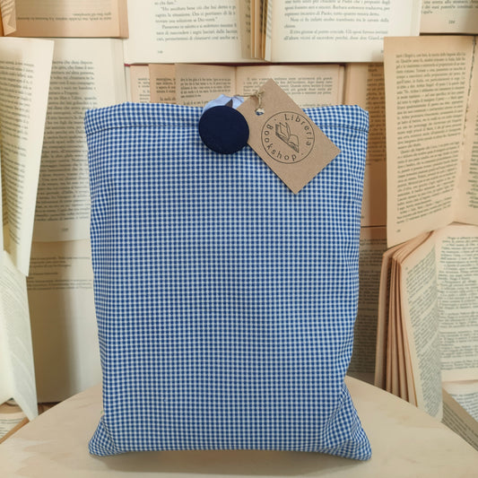 TASCA PORTA LIBRO PIED DE POULE BLU
